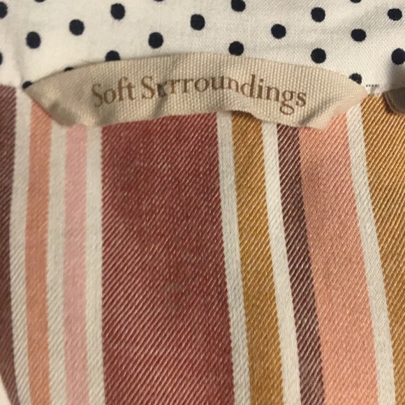 Soft Surroundings Blue Floral and Polka Dot Mixed Print Button Down Blouse - Picture 9 of 11